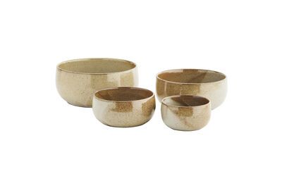 Lot de 4 bol en grès beige marron Cerening