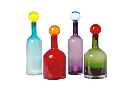 Lot de 4 bouteilles en verre multicolore Bubbles Détouré