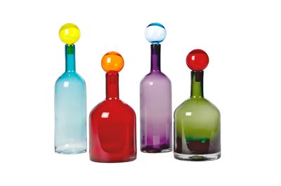 Lot de 4 bouteilles en verre multicolore Bubbles