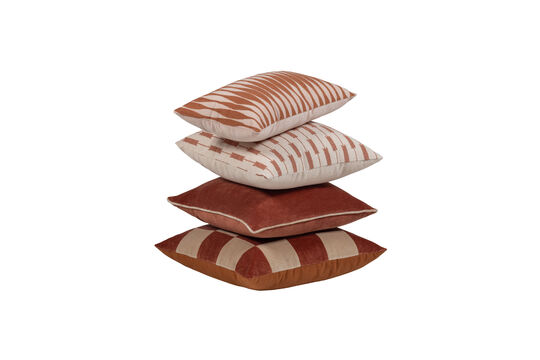 Lot de 4 Coussins en Coton Rose et Brun Rouille Zena Détouré