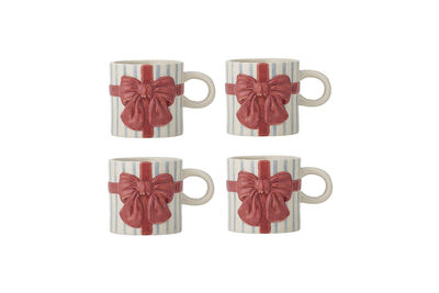 Lot de 4 mugs en grès bleu Bowie