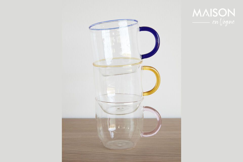 Lot de 4 mugs en verre multicolore Kiosk Hübsch
