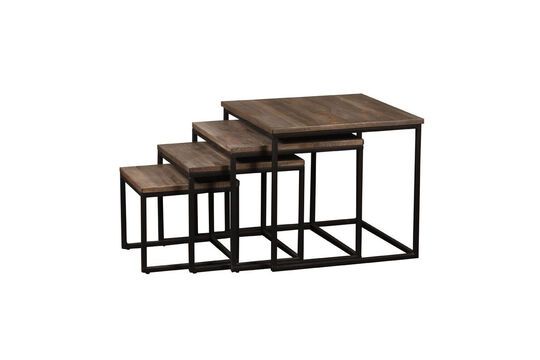 Lot de 4 tables d'appoint en teck marron Wicket