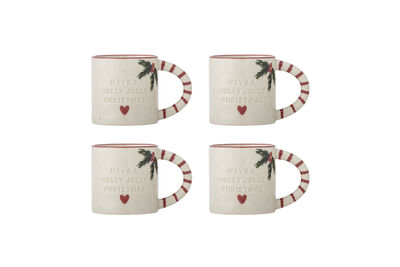 Lot de 4 tasses D7,5xH7,5 cm en grès Nature Jovida