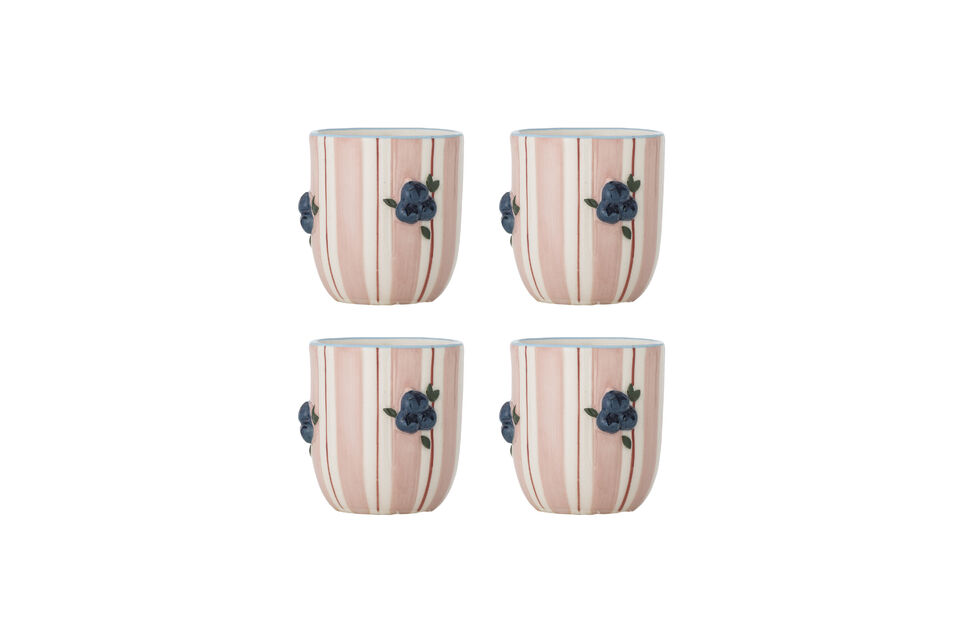 Lot de 4 tasses D8xH9 cm en grès rose Carry Bloomingville