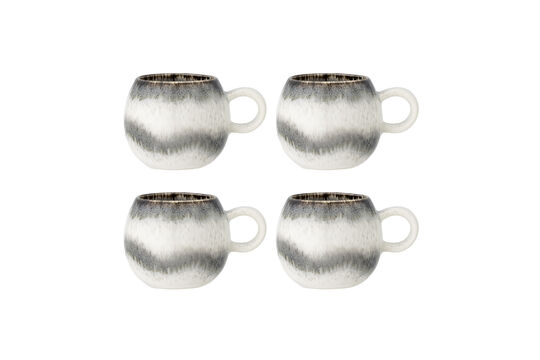 Lot de 4 tasses D9xH8 cm en grès gris Paula Détouré