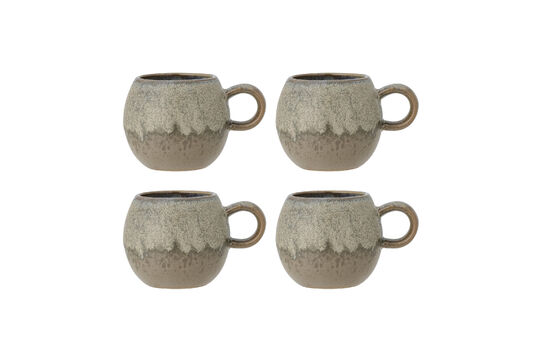 Lot de 4 tasses D9xH8 cm en grès marron Paula Détouré