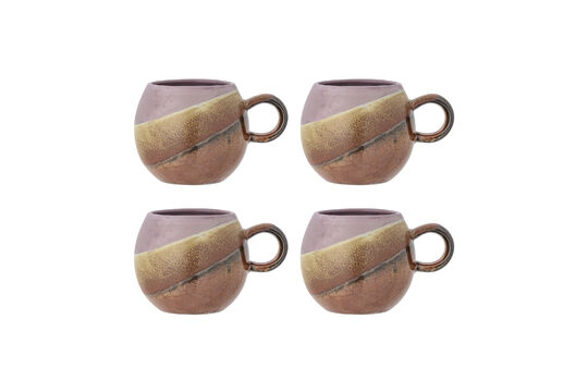 Lot de 4 tasses D9xH8 cm en grès violet Paula Détouré
