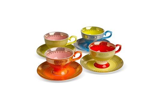 Lot de 4 tasses multicolores en porcelaine Grandma Détouré