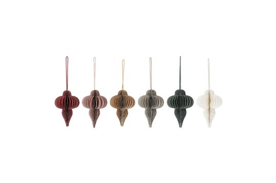 Lot de 6 ornements rouges en papier Milay