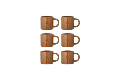 Lot de 6 tasses D7,5xH8 cm en grès orange Ninka