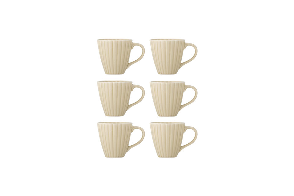 Lot de 6 tasses D8,5 cm en grès naturel Latina Bloomingville