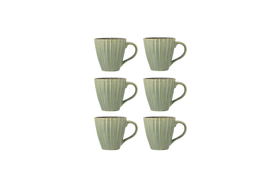 Lot de 6 tasses D8,5xH8,5 cm en grès vert Latina Bloomingville