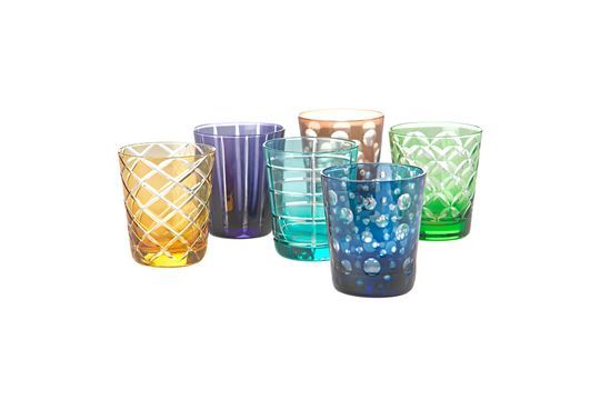 Lot de 6 verres multicolores avec motifs ronds Tumbler Détouré