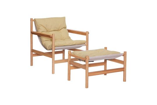 Lot de fauteuil et repose-pied en tissu beige Heritage Détouré