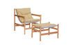 Miniature Lot de fauteuil et repose-pied en tissu beige Heritage 1