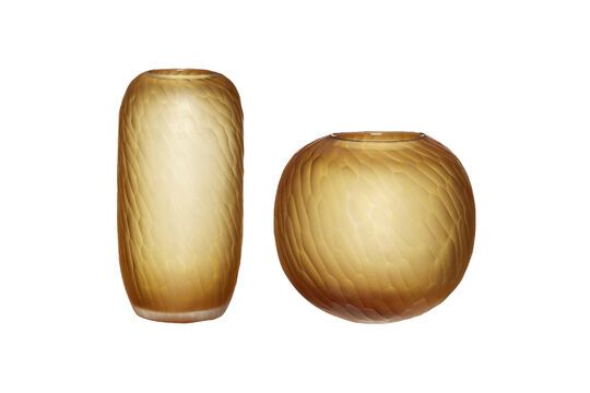 Lote de 2 jarrones de cristal ámbar Molecule