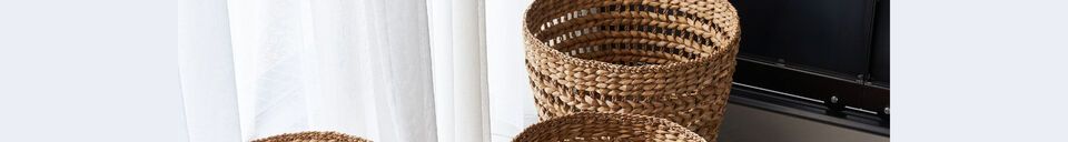 Descriptivo Materiales  Lote de 3 cestas transparentes de fibra natural Ramla