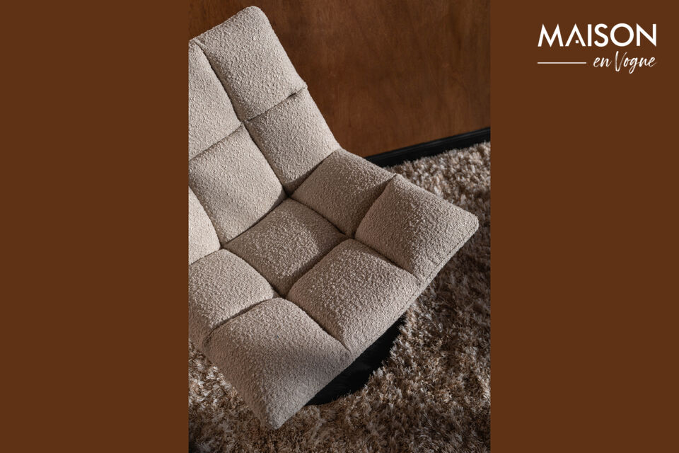 The Bar Lounge Chair in bouclé combines modern design with ultimate comfort