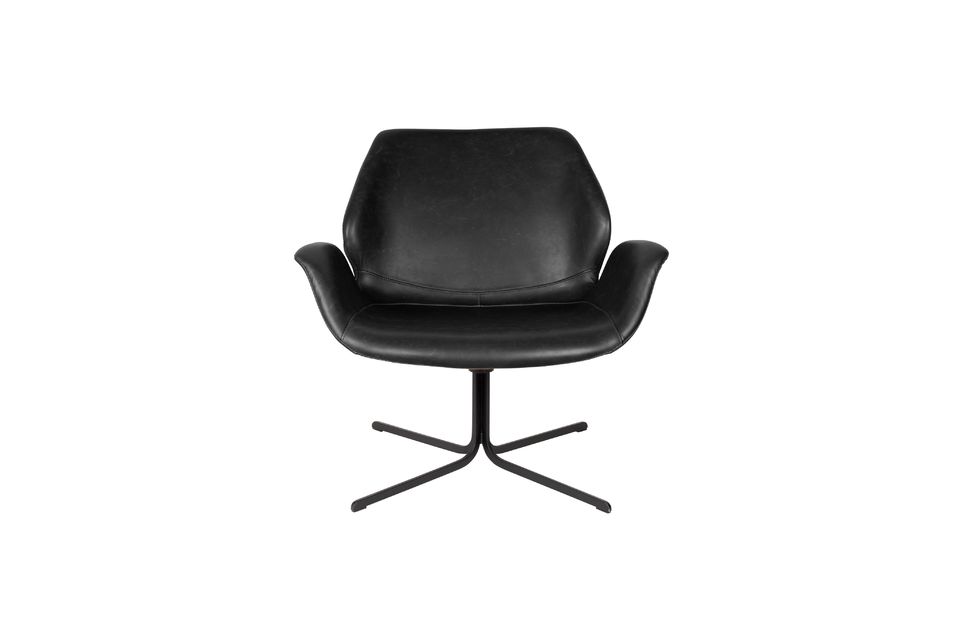 Lounge chair in black PU leather Nikki - 11