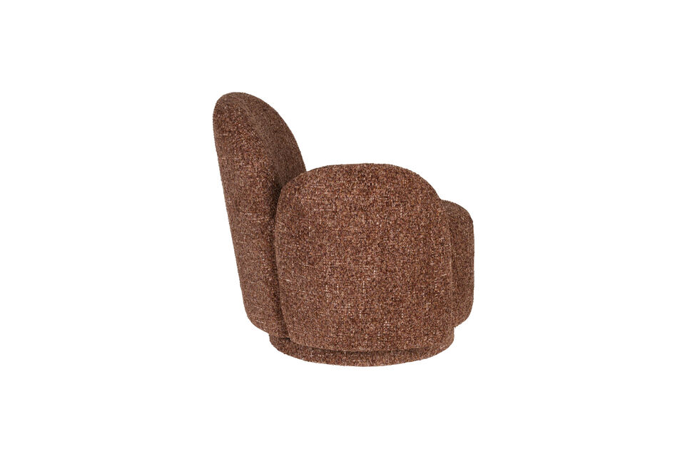 This swivel armchair is fully upholstered in coarsely woven, melange fabric