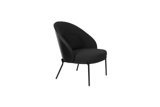 Lounge fauteuil in zwart bouclé Rodin Productfoto