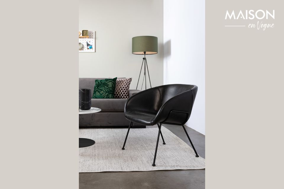 Lounge-Sessel aus schwarzem PU-Leder Feston Zuiver