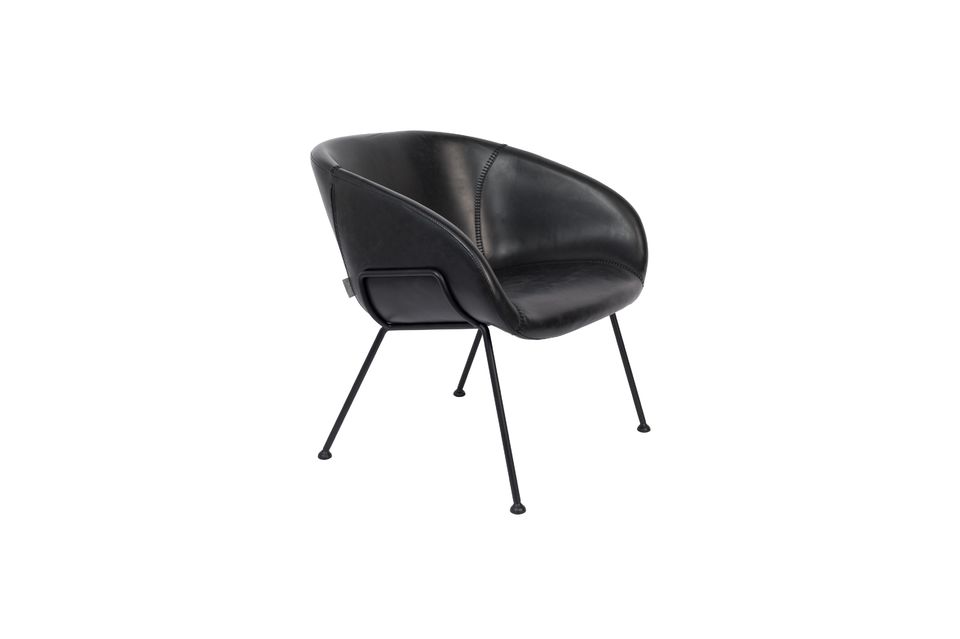 Lounge-Sessel aus schwarzem PU-Leder Feston - 10