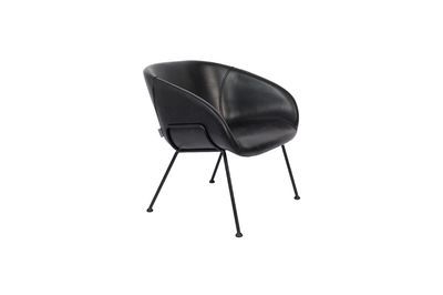 Loungestoel in zwart PU-leer Feston