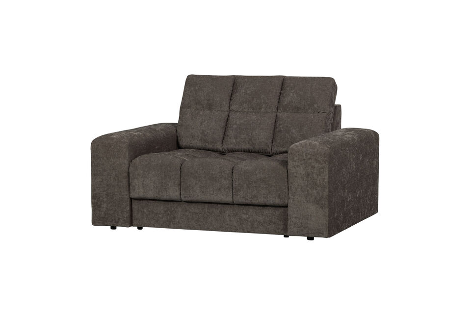 Loveseat 136 cm Vintage Fabric Warm Grey Second Date Woood