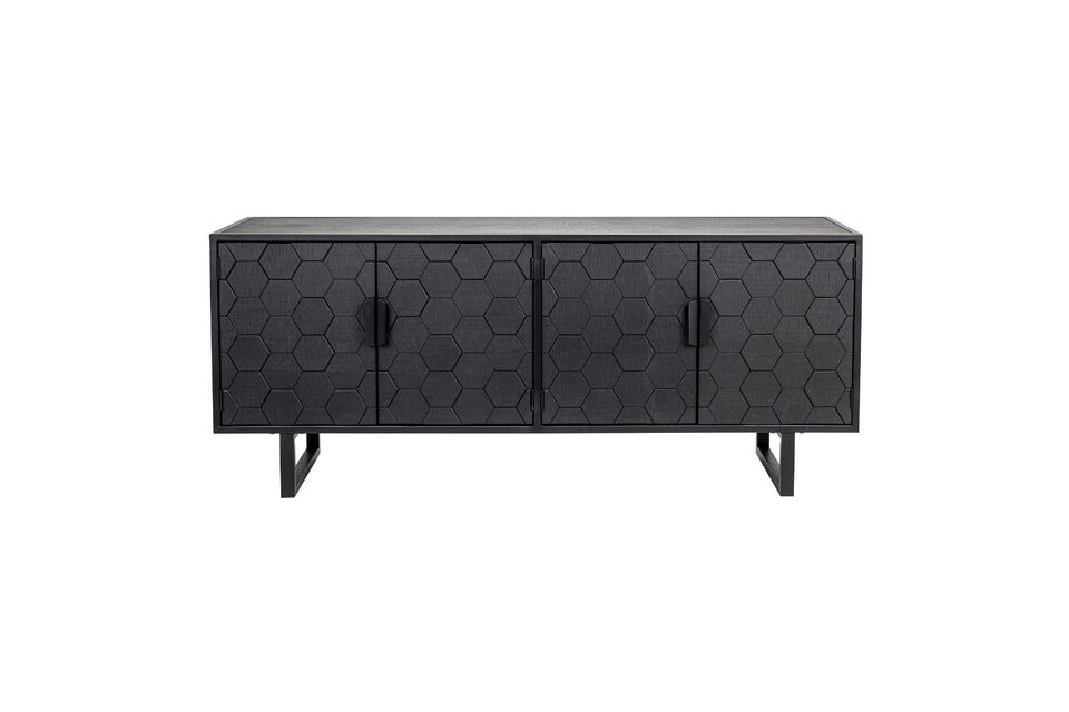 Low black fir wood sideboard Linc White Label