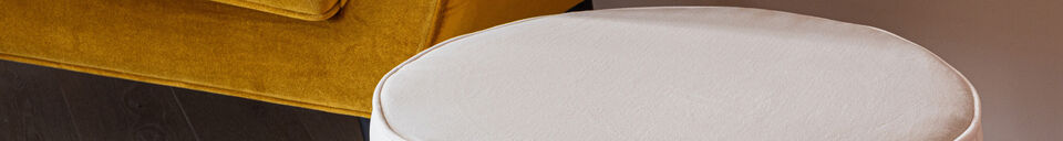 Material Details Low pouf 36xØ60 cm velvet off white Sara