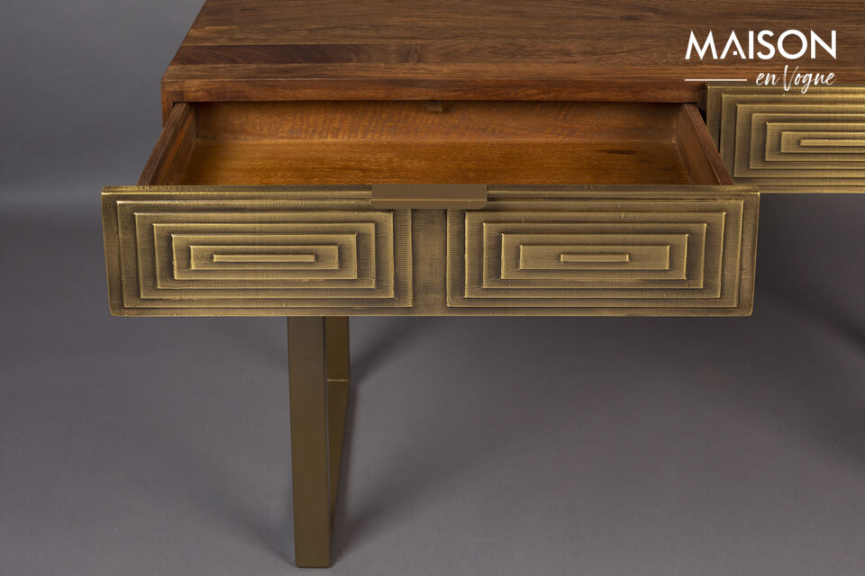 The unique brass fronts blend perfectly with the solid mango wood and combine to create a fabulous
