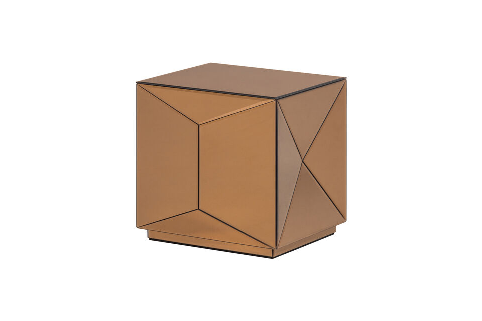 Mesa auxiliar 40x40 cm MDF y espejo Marrón Glintz Woood