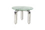 Miniatura Mesa auxiliar redonda de cristal templado y acero plateado Marly Clipped