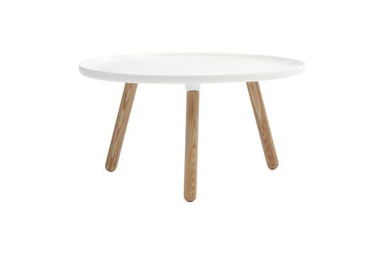 Mesa auxiliar redonda grande de composite blanco Tablo