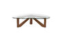 Miniatura Mesa de centro orgánica de cristal y madera marrón Norwin Clipped