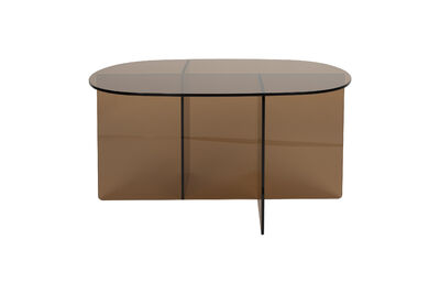 Mesa de centro ovalada de cristal marrón Linea