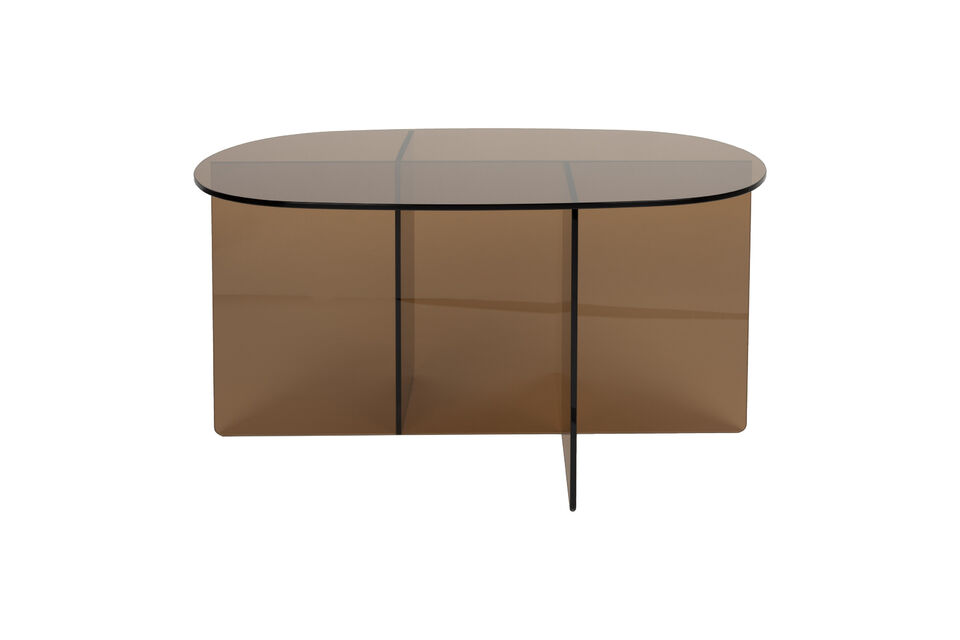 Mesa de centro ovalada de cristal marrón Linea Zuiver