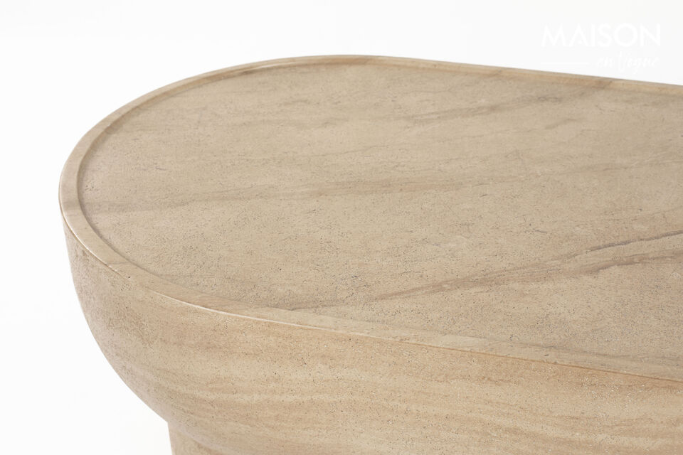 Mesa de centro ovalada de hormigón beige Noble - 10