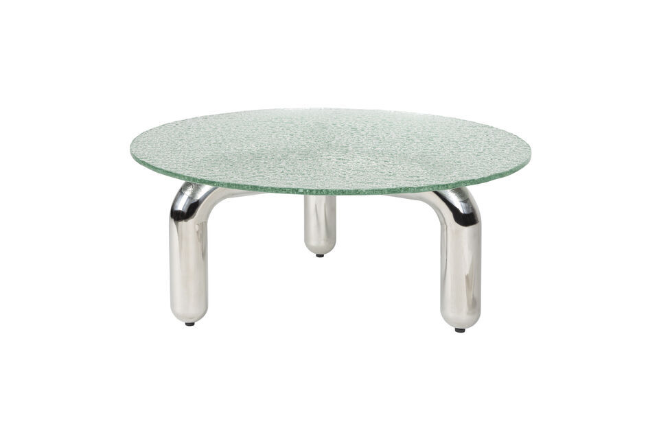 Mesa de centro redonda de cristal y plata Marly DutchBone
