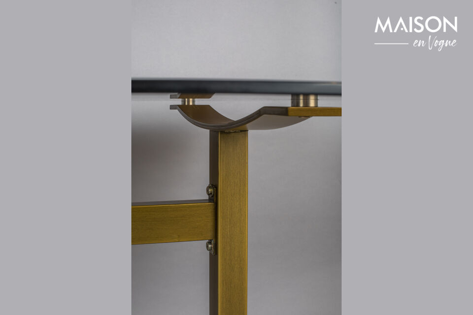 Mesa de comedor 180x90 cm de cristal y metal dorado Sansa - 5