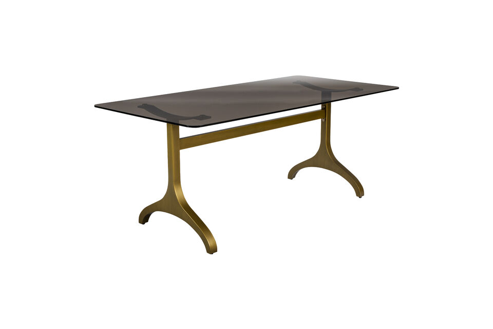 Mesa de comedor 180x90 cm de cristal y metal dorado Sansa DutchBone
