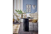 Miniatura Mesa de comedor Ø90 cm de madera de mango negro Porto 2