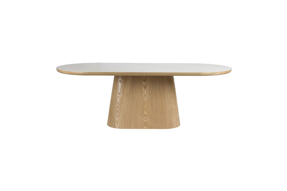 Mesa de comedor ovalada de madera beige 200x90 Almira White Label