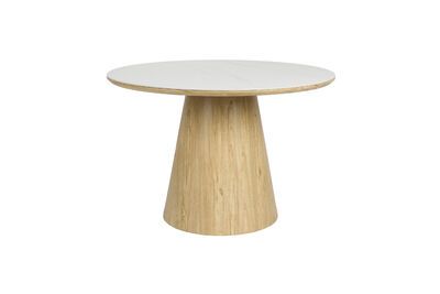 Mesa de comedor redonda de madera beige Almira
