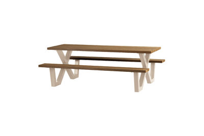 Mesa de picnic de jardín 206x145 Ayous y metal arena TABLO