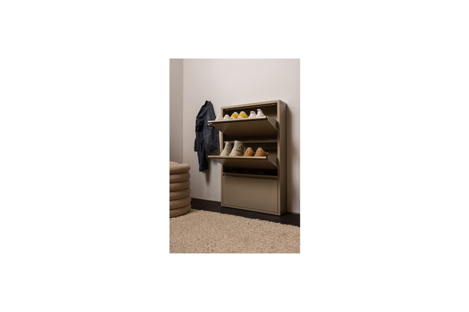 Meuble à chaussures compact En métal thermolaqué Avec trois compartiments pratiques H 103 cm x L