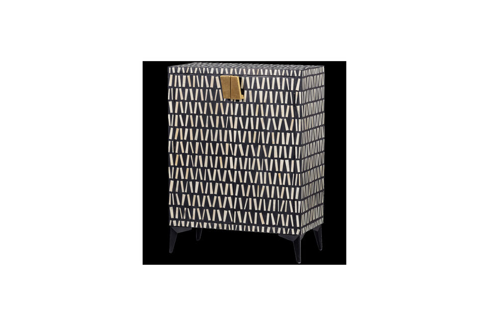 Meuble de rangement H108 cm manguier noir et blanc Menne Woood