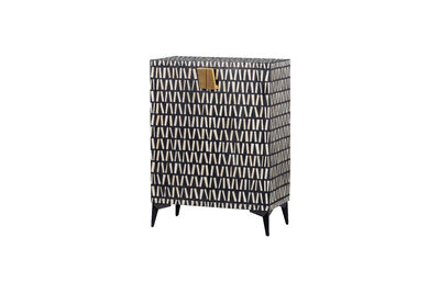 Meuble de rangement H108 cm manguier noir et blanc Menne
